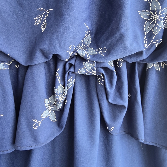 1980's Vintage Blue & White Floral Dress Size Large - Picture 5 of 11